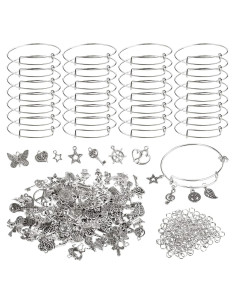 Kit de Fabricación de Pulseras UPINS 30Pcs Ajustables Plata