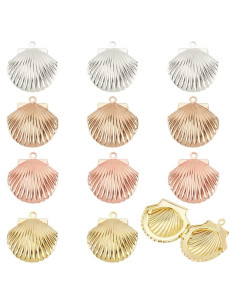 12 Encantos de Locket de Concha PH PandaHall - 3 Colores