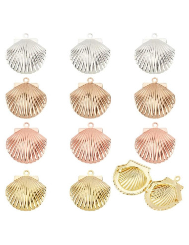 12 Encantos de Locket de Concha PH PandaHall - 3 Colores