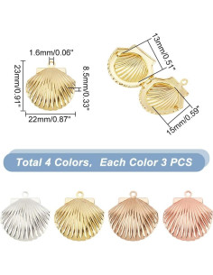 12 Encantos de Locket de Concha PH PandaHall - 3 Colores 2