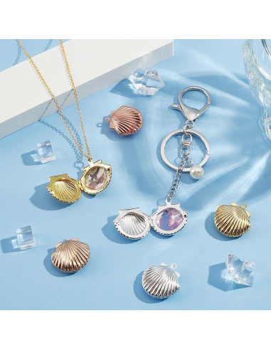12 Encantos de Locket de Concha PH PandaHall - 3 Colores