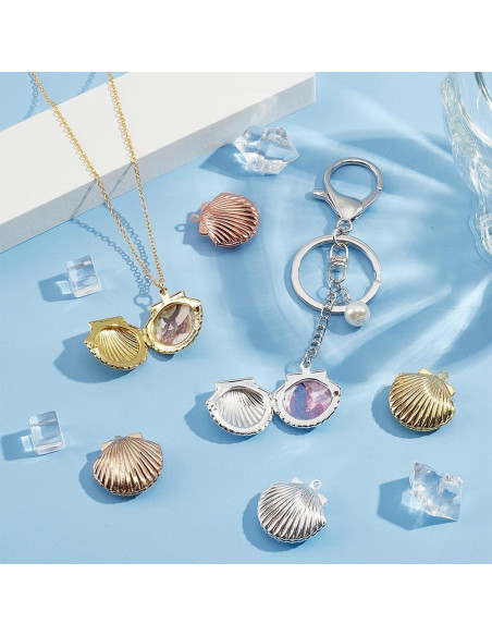 12 Encantos de Locket de Concha PH PandaHall - 3 Colores