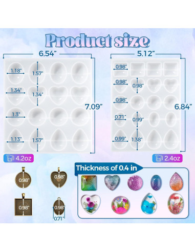 Kit de Moldes de Resina LET'S RESIN 36 Cavidades para Joyería