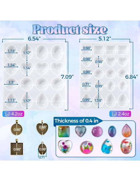 Kit de Moldes de Resina LET'S RESIN 36 Cavidades para Joyería