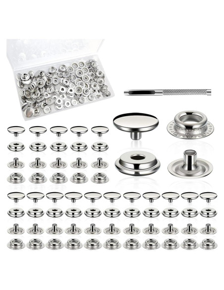Kit de 200 Botones a Presión Acero Inoxidable Senylanhxy