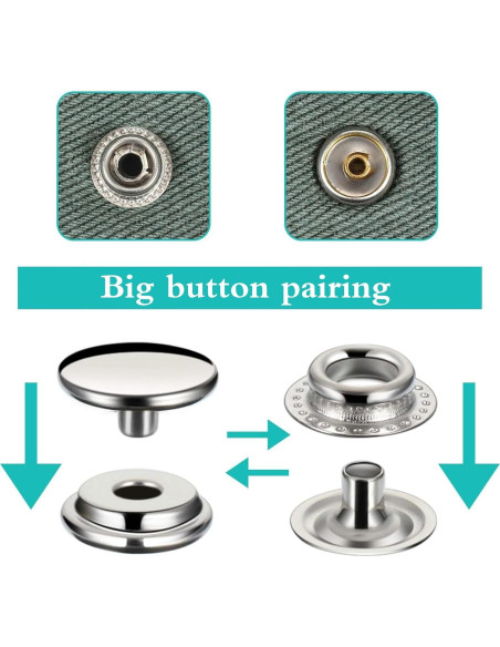 Kit de 200 Botones a Presión Acero Inoxidable Senylanhxy