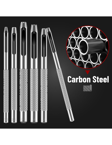 Juego de Punch de Agujeros de Cuero UNCO 6 Piezas Acero 1.5-4mm