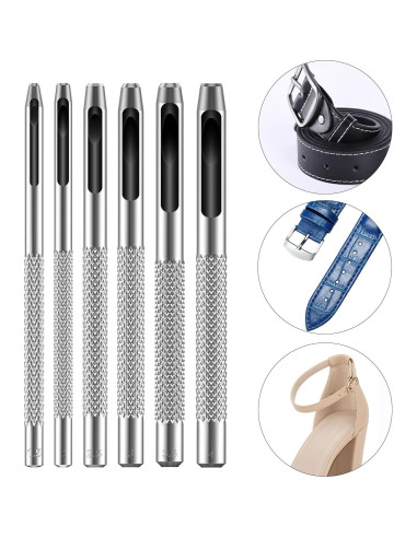 Juego de Punch de Agujeros de Cuero UNCO 6 Piezas Acero 1.5-4mm