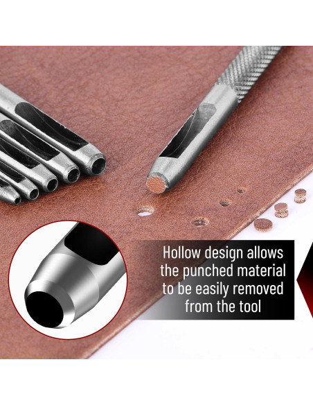 Juego de Punch de Agujeros de Cuero UNCO 6 Piezas Acero 1.5-4mm