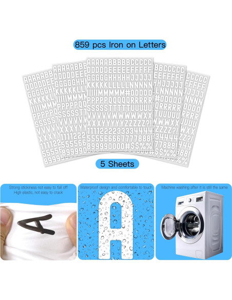 Letras de Planchar Vinilo Blanco Dolmifapro 0.8" 895 Piezas