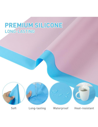 Alfombrillas de Silicona DESKEMAI 40 x 30 cm 2-Pack Azul Rosa