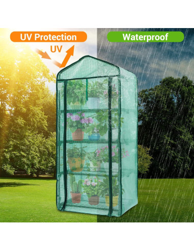 Invernadero Mini Ohuhu 4 Niveles PE 75.4x50x158 CM Portátil
