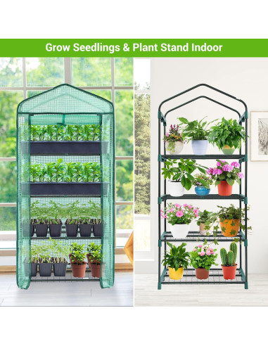 Invernadero Mini Ohuhu 4 Niveles PE 75.4x50x158 CM Portátil