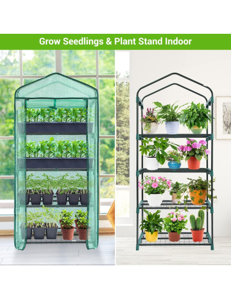 Invernadero Mini Ohuhu 4 Niveles PE 75.4x50x158 CM Portátil