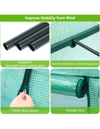 Invernadero Mini Ohuhu 4 Niveles PE 75.4x50x158 CM Portátil