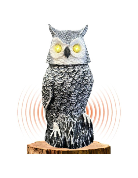 Búho de Nieve Solar Ugold 37.5 cm con Ojos Brillantes