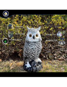 Búho de Nieve Solar Ugold 37.5 cm con Ojos Brillantes 2