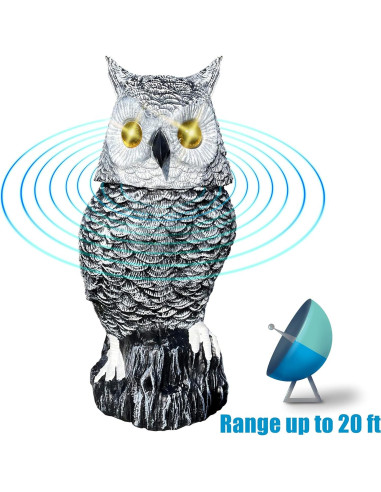 Búho de Nieve Solar Ugold 37.5 cm con Ojos Brillantes