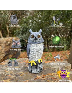Búho Solar Owlsome con Ojos Intermitentes y Sonido - 42.7 cm 2