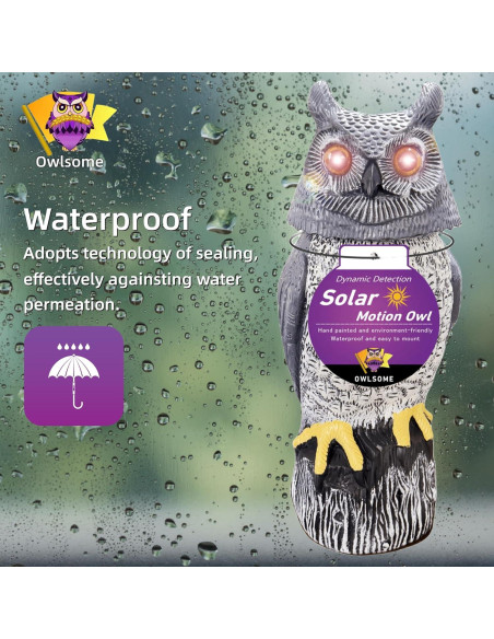 Búho Solar Owlsome con Ojos Intermitentes y Sonido - 42.7 cm