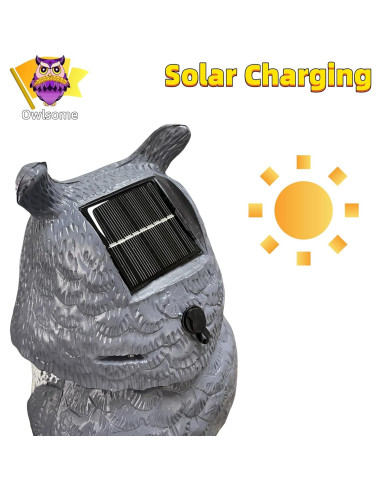 Búho Solar Owlsome con Ojos Intermitentes y Sonido - 42.7 cm