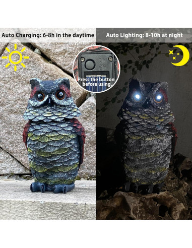 Búho Disuasor Solar WESTBOAT 20.5 cm Resina Exterior