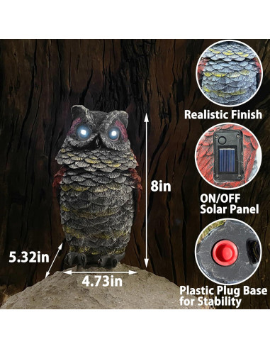 Búho Disuasor Solar WESTBOAT 20.5 cm Resina Exterior