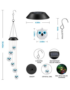 Campanas de Viento LED Wjiang Solar Multicolor para Jardín 2