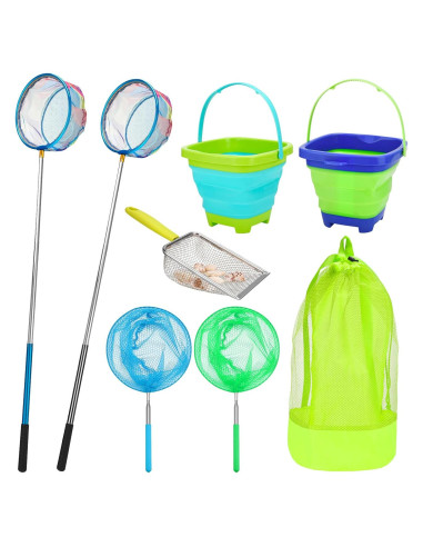 Paquete de 2 Redes de Pesca Telescópicas Hoemwarm con Cubo