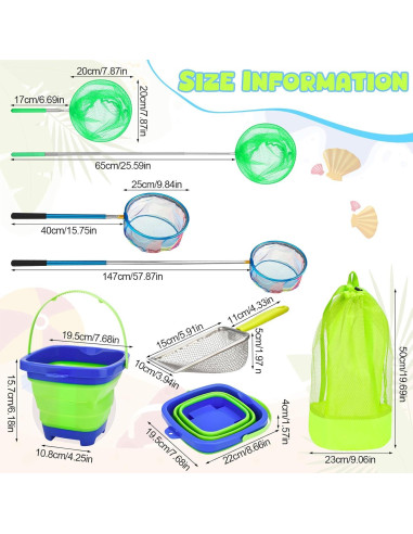 Paquete de 2 Redes de Pesca Telescópicas Hoemwarm con Cubo