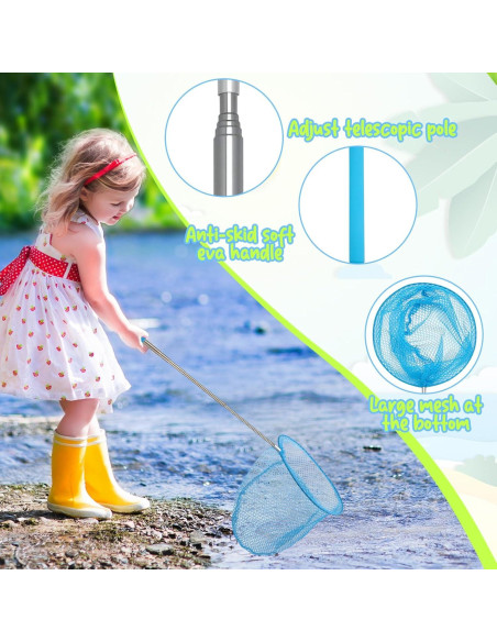 Paquete de 2 Redes de Pesca Telescópicas Hoemwarm con Cubo