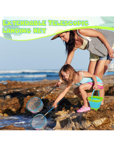 Paquete de 2 Redes de Pesca Telescópicas Hoemwarm con Cubo