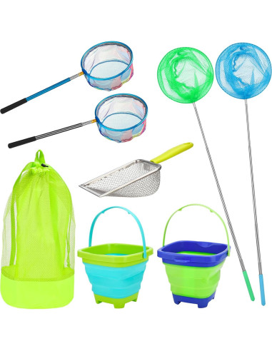 Paquete de 2 Redes de Pesca Telescópicas Hoemwarm con Cubo