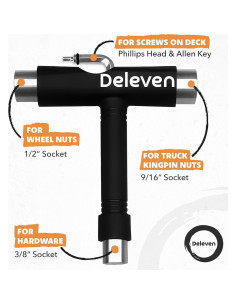 Herramienta de Skate Deleven Todo en Uno Ligera Negra 2