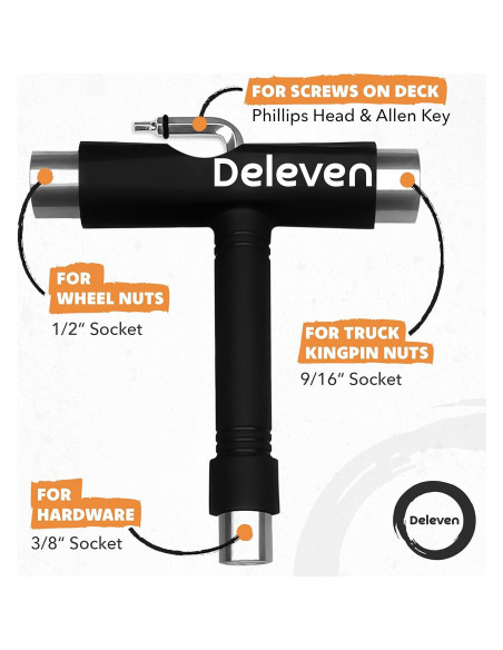 Herramienta de Skate Deleven Todo en Uno Ligera Negra