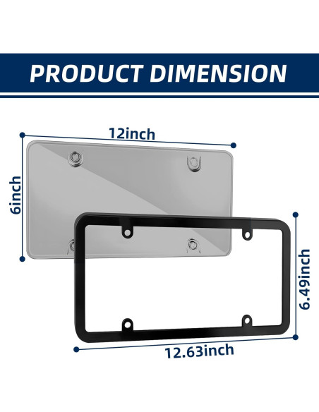Cubierta de Placa de Licencia Negra SEARART Universal 2 Piezas