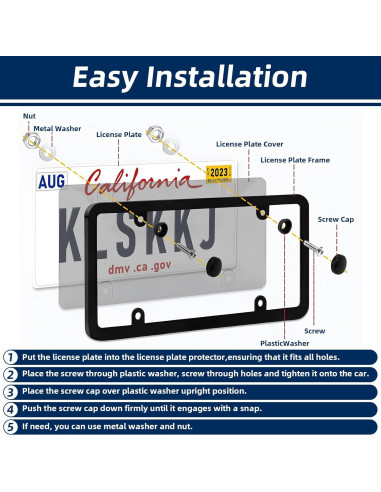 Cubierta de Placa de Licencia Negra SEARART Universal 2 Piezas