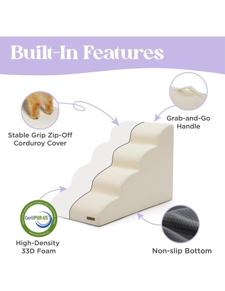 Escalera para Perros Lesure 5 Escalones Beige Antideslizante