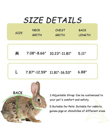 Arnés y Correa Ajustable WEWAYKGJ para Conejos Tamaño M