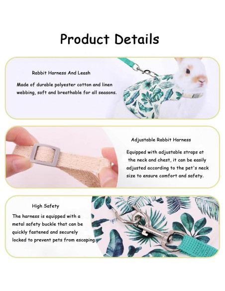 Arnés y Correa Ajustable WEWAYKGJ para Conejos Tamaño M