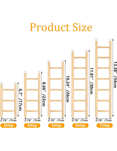 Escalera de Madera para Aves YHNTGB - 5 Tamaños para Loros