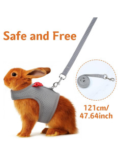 Arnés y Correa para Conejos Prasacco Malla Suave Gris M 2