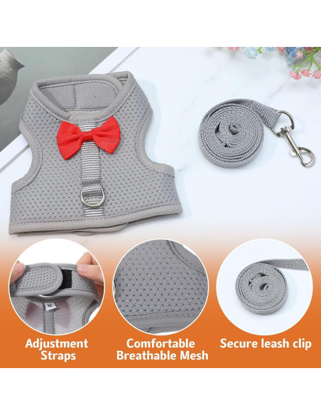 Arnés y Correa para Conejos Prasacco Malla Suave Gris M