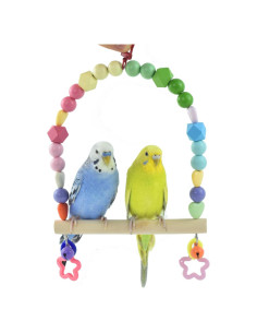 Columpio de Madera Grande GUANLANT para Aves con Cuentas