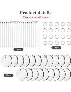 Llaveros de sublimación en blanco JNENERY 60PCS 3cm MDF 2