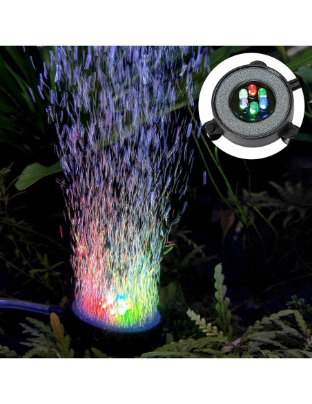 Disco de Burbujas LED Multicolor NICREW 5.08 cm para Acuario