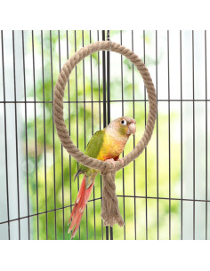 Columpio de Cuerda para Aves Wontee - Perchero Redondo 20.96x33.94cm 2