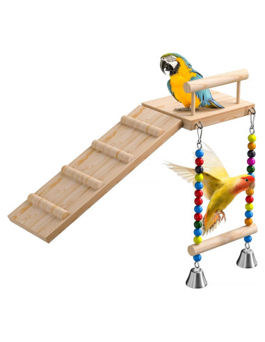 Parque Infantil para Aves LOPERDEVE con Escalera y Columpio