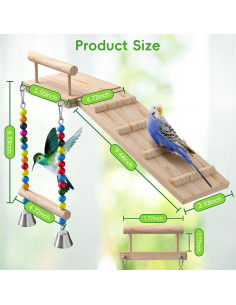 Parque Infantil para Aves LOPERDEVE con Escalera y Columpio 2