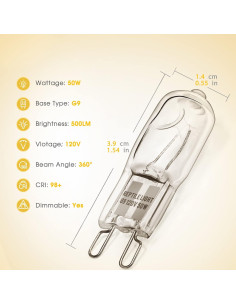 Bombillas de Calor Briignite G9 para Reptiles 50W Paquete de 2 2